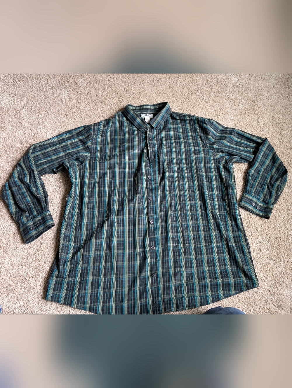 Duluth Trading Relaxed Fit Shirt Mens Green Plaid Long Sleeve Button Up 2xl Tall